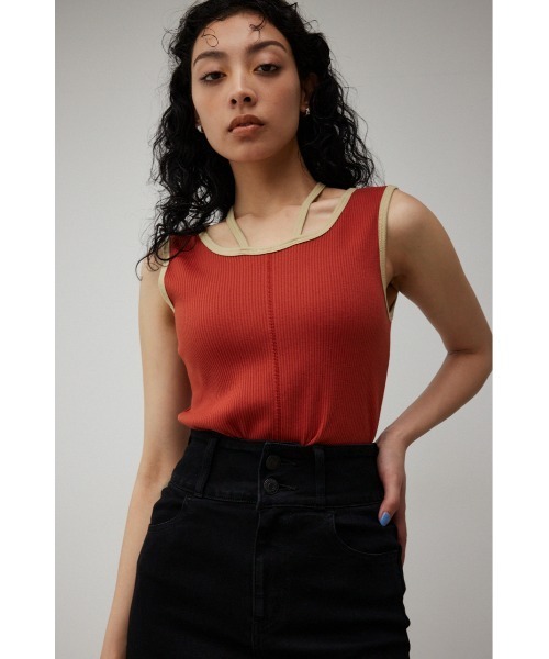 AZUL by moussy(アズールバイマウジー)の「STRING ARRANGEMENT TANK TOP/ストリングアレンジメントタンクトップ(タンクトップ・レディース・ブラック/ライトベージュ/ダークオレンジ・SMALL/MEDIUM)」の6枚目の写真