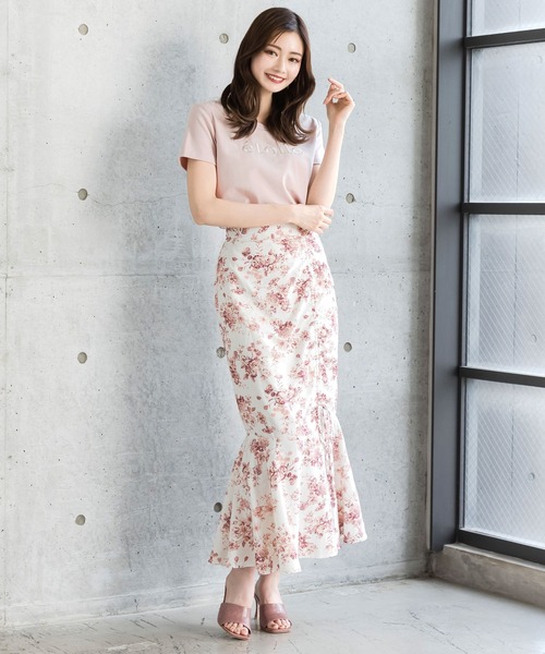 Julia Boutique（ジュリアブティック）の「柄＆無地ドロストマーメイドスカート/23073（スカート・レディース・モカ/ピンク/ピンク系/ブラック・ONE）」の20枚目の写真