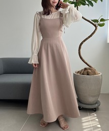 one after another NICE CLAUP | 【S/M/Lサイズ】バックレースアップフレアキャミワンピース(ワンピース)