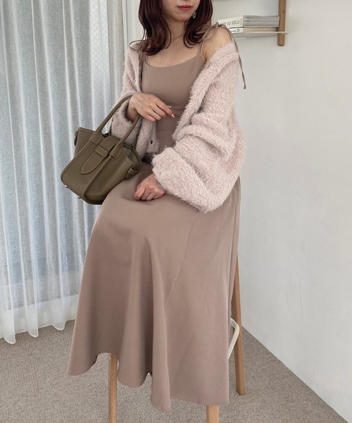 one after another NICE CLAUP（ワンアフターアナザーナイスクラップ）の「【S/M/Lサイズ】バックレースアップフレアキャミワンピース（ワンピース・レディース・ブラウン/ベージュ/ネイビー・SMALL/MEDIUM/LARGE）」の10枚目の写真