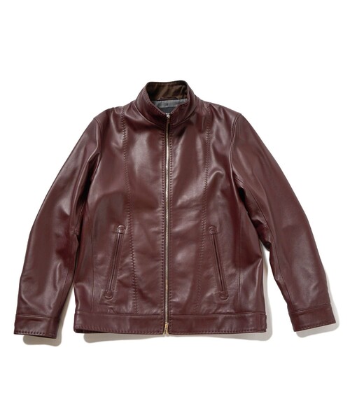 MEN'S BIGI(メンズビギ)の「クロームタンニングレザージャケット(ライダースジャケット・メンズ・ブラック/ボルドー/ネイビー/ダークグレー・01/02/03/04)」の10枚目の写真