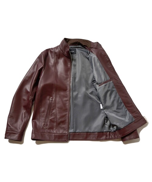 MEN'S BIGI(メンズビギ)の「クロームタンニングレザージャケット(ライダースジャケット・メンズ・ブラック/ボルドー/ネイビー/ダークグレー・01/02/03/04)」の11枚目の写真