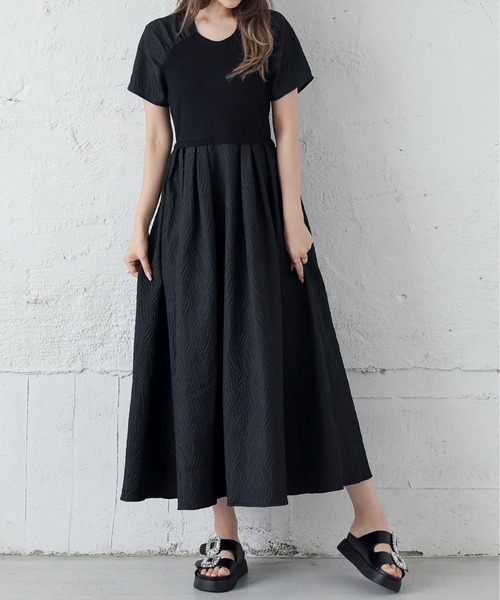 La-gemme(ラジェム)の「異素材ドッキングワンピース(ワンピース・レディース・ホワイト/ブラック・M/L)」の21枚目の写真