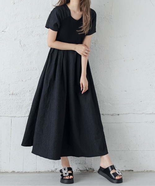 La-gemme(ラジェム)の「異素材ドッキングワンピース(ワンピース・レディース・ホワイト/ブラック・M/L)」の11枚目の写真