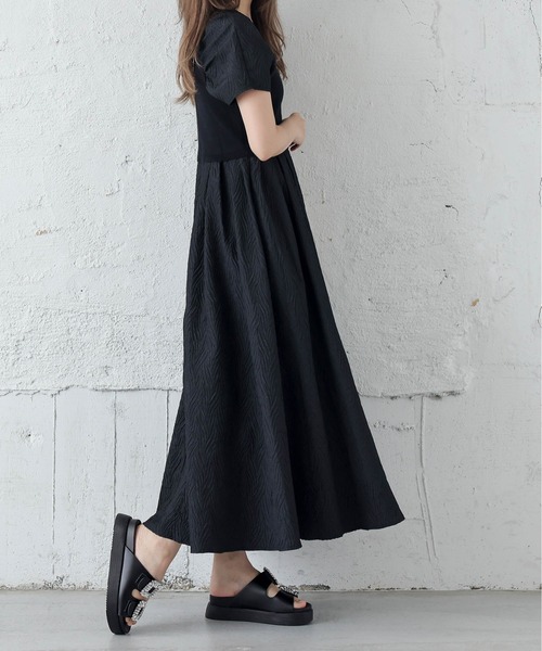 La-gemme(ラジェム)の「異素材ドッキングワンピース(ワンピース・レディース・ホワイト/ブラック・M/L)」の14枚目の写真