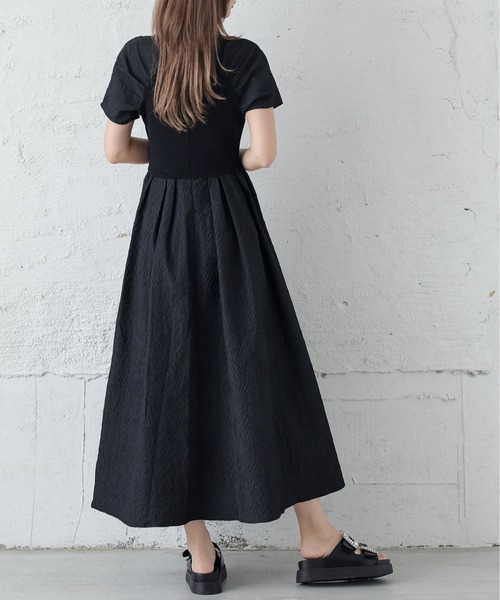 La-gemme(ラジェム)の「異素材ドッキングワンピース(ワンピース・レディース・ホワイト/ブラック・M/L)」の6枚目の写真