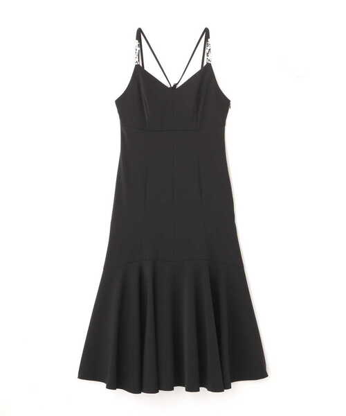 【完売品】HeartホールRIBキャミドレス ブラック BEAMS HEART (BEAMS HEART)【限時特賣】袖子荷葉邊船長抽繩連身