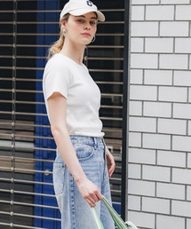 OUT BRA カップ付き半袖リブカットソー