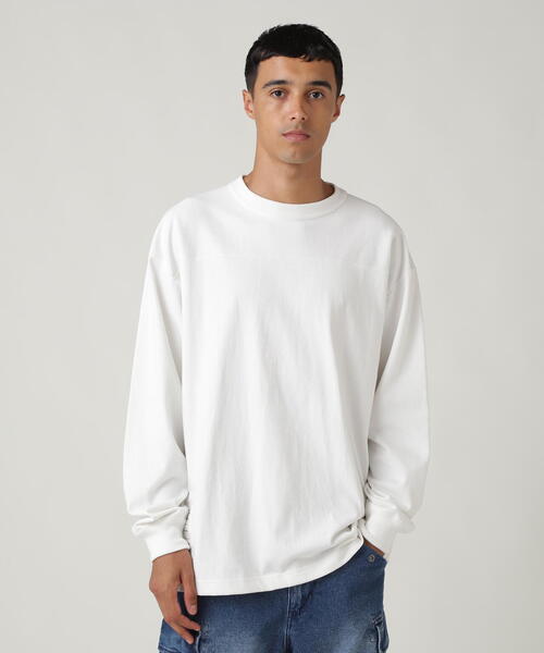 AVIREX（アヴィレックス）の「BASIC HEAVYWEIGHT L/S FOOTBALL T-SHIRT / ベーシック ヘビーウェイト 長袖 フットボール Tシャツ / AVIREX / アヴィレックス（Tシャツ/カットソー・メンズ・ホワイト/ネイビー/オリーブ系/その他17/ブラック・L/XL/2XL/M）」の2枚目の写真