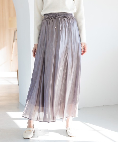 GLOBAL WORK（グローバルワーク）の「シャイニーリラックスフレアスカート/906753（スカート・レディース・レオパード/チェック/ベージュ系その他3/スミクロ/カーキ/ストライプ/ブラック系その他/グレー系その他/ベージュ系・FREE/SHORT）」の4枚目の写真