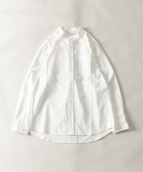 NYLAUS（ナイラス）の「レギュラーフィット ボタンダウン/バンドカラー ロングスリーブ オックスフォードシャツ（シャツ/ブラウス・メンズ・サックスブルー/ホワイト系1/ホワイト系2/ネイビー系2/ネイビー系1/ライトグレー/ピンク・LL/M/L）」の2枚目の写真