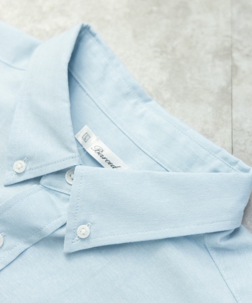 NYLAUS（ナイラス）の「レギュラーフィット ボタンダウン/バンドカラー ロングスリーブ オックスフォードシャツ（シャツ/ブラウス・メンズ・サックスブルー/ホワイト系1/ホワイト系2/ネイビー系2/ネイビー系1/ライトグレー/ピンク・LL/M/L）」の8枚目の写真
