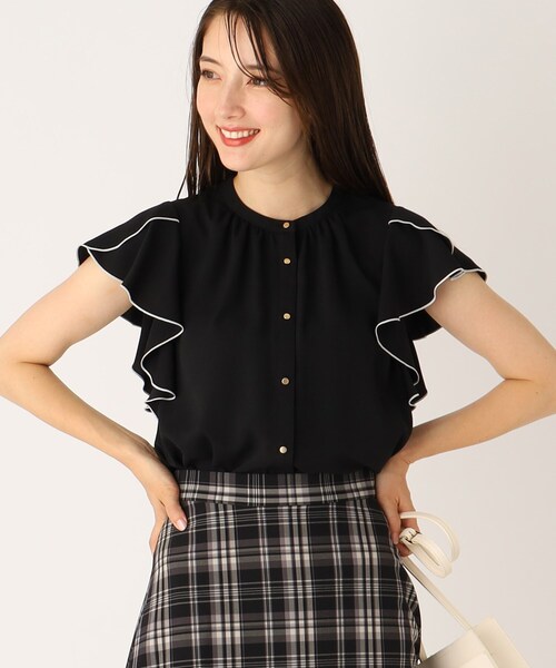 index（インデックス）の「◆バイカラーフリルスリーブブラウス【洗濯機洗い可/イージーアイロン】（シャツ/ブラウス・レディース・ホワイト系7/ライトグレー系4/ブラック系4・36/38/42/40）」の12枚目の写真