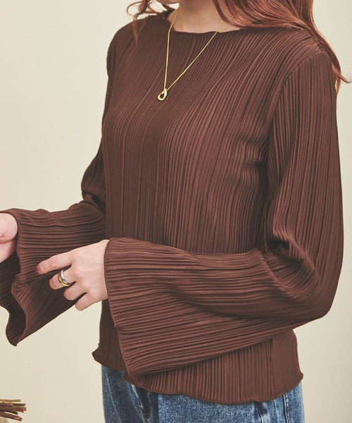 mil(ミル)の「【150㎝前後の小柄さんサイズ】カットプリーツプルオーバー(Tシャツ/カットソー・レディース・ピンクベージュ/ブラック/ブラウン/アイボリー・XS/S)」の19枚目の写真