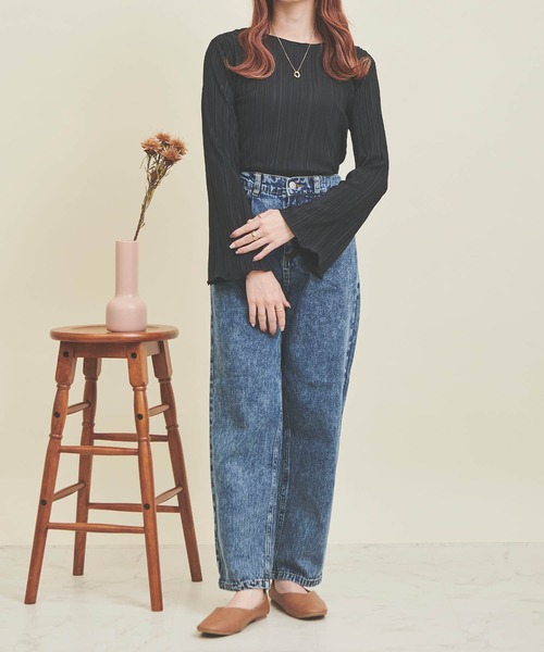 mil(ミル)の「【150㎝前後の小柄さんサイズ】カットプリーツプルオーバー(Tシャツ/カットソー・レディース・ピンクベージュ/ブラック/ブラウン/アイボリー・XS/S)」の5枚目の写真