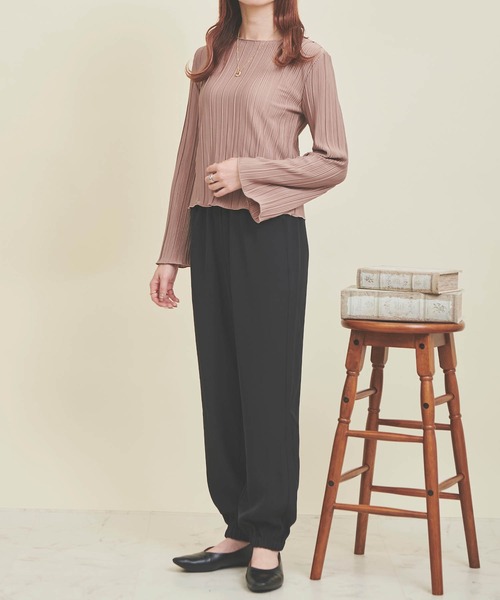 mil(ミル)の「【150㎝前後の小柄さんサイズ】カットプリーツプルオーバー(Tシャツ/カットソー・レディース・ピンクベージュ/ブラック/ブラウン/アイボリー・XS/S)」の17枚目の写真