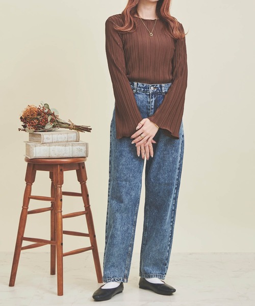 mil(ミル)の「【150㎝前後の小柄さんサイズ】カットプリーツプルオーバー(Tシャツ/カットソー・レディース・ピンクベージュ/ブラック/ブラウン/アイボリー・XS/S)」の20枚目の写真