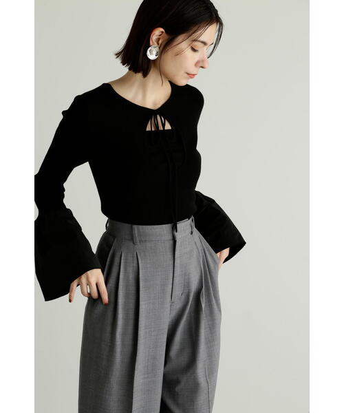 JILL STUART（ジルスチュアート）の「◆2WAYタフタドッキングニットトップス（ニット/セーター・レディース・ブラック/ホワイト/ブルー・FREE）」の5枚目の写真