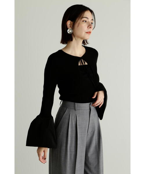 JILL STUART（ジルスチュアート）の「◆2WAYタフタドッキングニットトップス（ニット/セーター・レディース・ブラック/ホワイト/ブルー・FREE）」の6枚目の写真