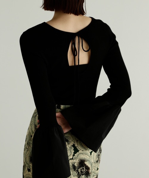 JILL STUART（ジルスチュアート）の「◆2WAYタフタドッキングニットトップス（ニット/セーター・レディース・ブラック/ホワイト/ブルー・FREE）」の2枚目の写真