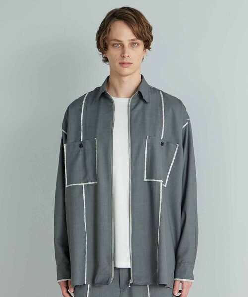 UNITED TOKYO(ユナイテッドトウキョウ)の「カットオフサファリシャツブルゾン(シャツ/ブラウス・メンズ・ブラック/グレー・1/2)」の7枚目の写真