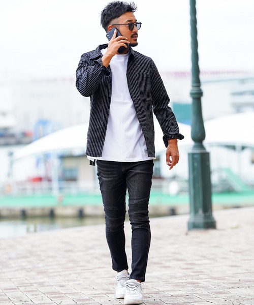 adamsJUGGLER（アダムスジャグラー）の「G/Bストライプロングシャツ（シャツ/ブラウス・メンズ・グレー/ブラック・M/L/XL/S）」の8枚目の写真