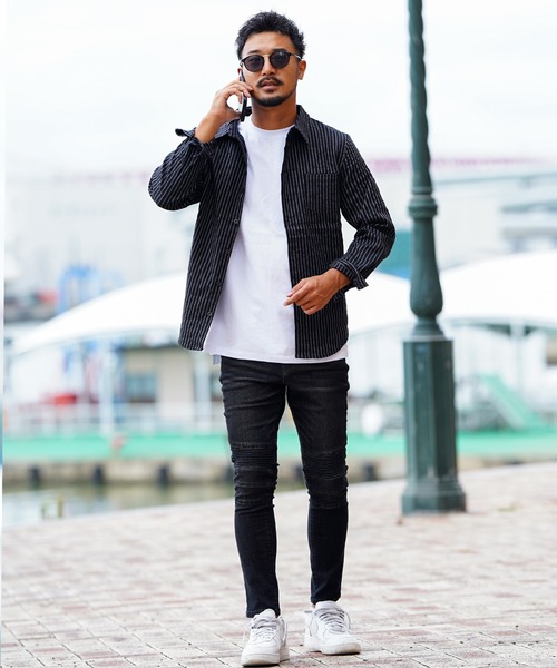 adamsJUGGLER（アダムスジャグラー）の「G/Bストライプロングシャツ（シャツ/ブラウス・メンズ・グレー/ブラック・M/L/XL/S）」の10枚目の写真