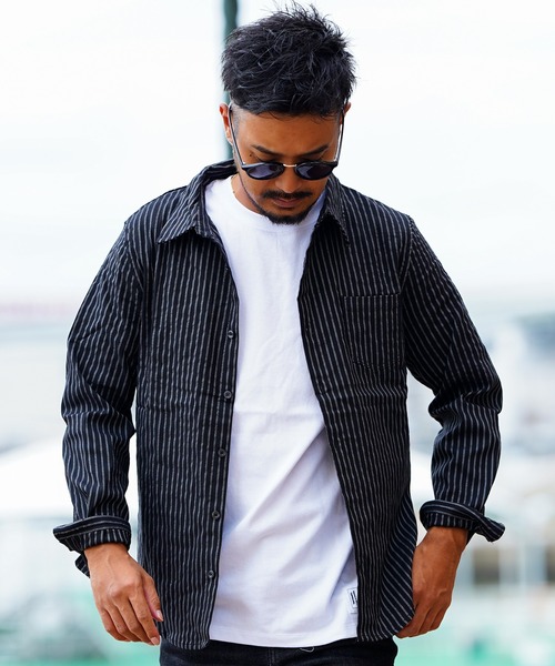 adamsJUGGLER（アダムスジャグラー）の「G/Bストライプロングシャツ（シャツ/ブラウス・メンズ・グレー/ブラック・M/L/XL/S）」の15枚目の写真