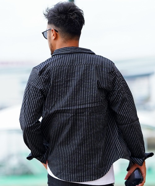 adamsJUGGLER（アダムスジャグラー）の「G/Bストライプロングシャツ（シャツ/ブラウス・メンズ・グレー/ブラック・M/L/XL/S）」の17枚目の写真