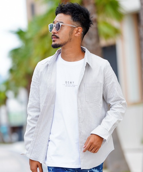 adamsJUGGLER（アダムスジャグラー）の「G/Bストライプロングシャツ（シャツ/ブラウス・メンズ・グレー/ブラック・M/L/XL/S）」の19枚目の写真