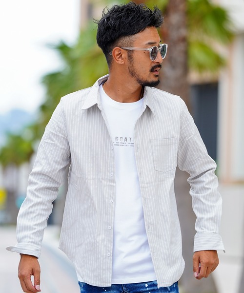 adamsJUGGLER（アダムスジャグラー）の「G/Bストライプロングシャツ（シャツ/ブラウス・メンズ・グレー/ブラック・M/L/XL/S）」の20枚目の写真