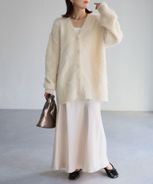 Riberry（リベリー）の「シャギーVネックカーディガン（カーディガン/ボレロ・レディース・オレンジ/ブルー/ブラウン/ピンク/イエロー/アイボリー/グレー/ブラック/オレンジ系/ピンク系/レモンイエロー/ミント・FREE）」の13枚目の写真