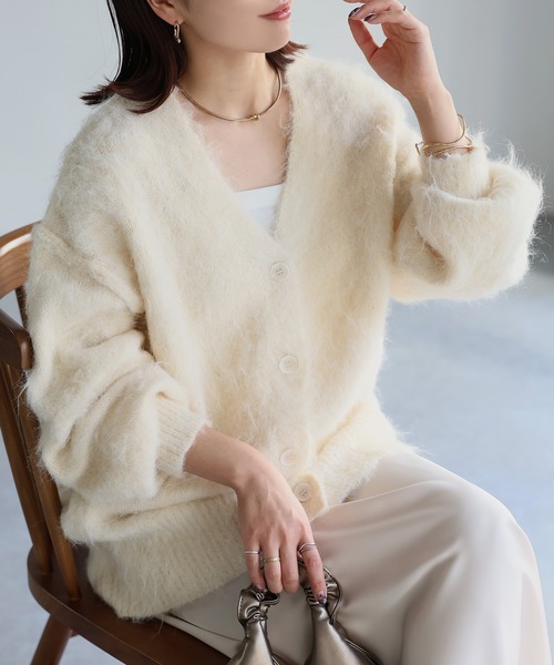 セール】シャギーVネックカーディガン（カーディガン/ボレロ