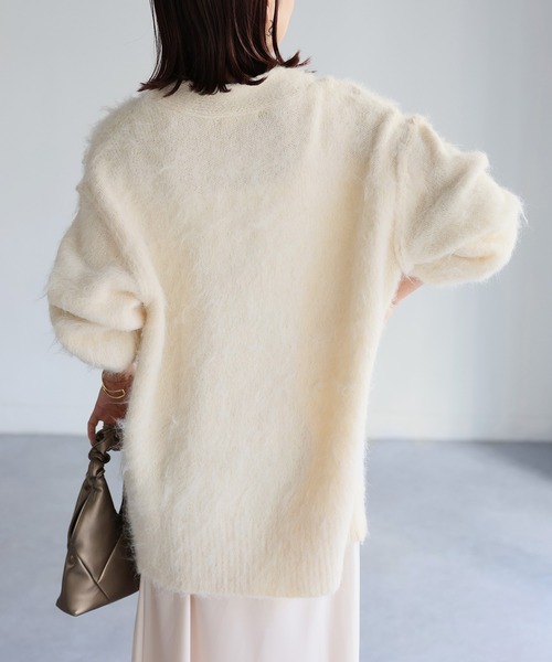 Riberry（リベリー）の「シャギーVネックカーディガン（カーディガン/ボレロ・レディース・オレンジ/ブルー/ブラウン/ピンク/イエロー/アイボリー/グレー/ブラック/オレンジ系/ピンク系/レモンイエロー/ミント・FREE）」の16枚目の写真