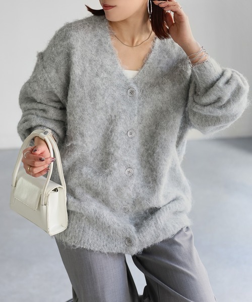 セール】シャギーVネックカーディガン（カーディガン/ボレロ