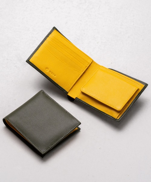 MURA（ムラ）の「牛革 ツートンカラー 隠しポケット付 スリム 二つ折り財布（財布・レディース・グレー/ブラック/オレンジ/ピンク/グリーン/グリーン系その他/ピンク系その他/グレー系その他/ブラック系その他/オレンジ系その他・FREE）」の5枚目の写真