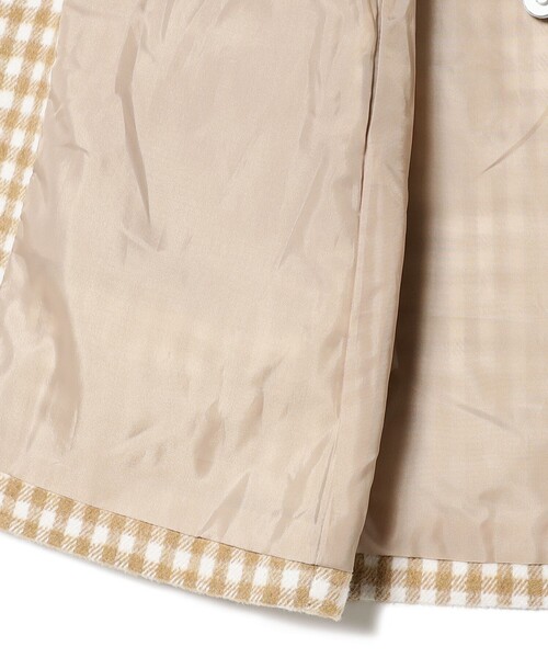 B:MING by BEAMS（ビーミングバイビームス）の「B:MING by BEAMS / ファー襟 チェック柄 コート（100~140cm）（ノーカラーコート・キッズ・ベージュ/ワインレッド・100/110/130/140/120）」の21枚目の写真