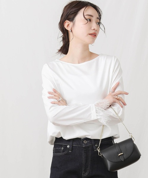 Gready Brilliant(グレディブリリアン)の「レースカフスラウンドヘムカットソー(Tシャツ/カットソー・レディース・ブラック/オフホワイト・38)」の6枚目の写真
