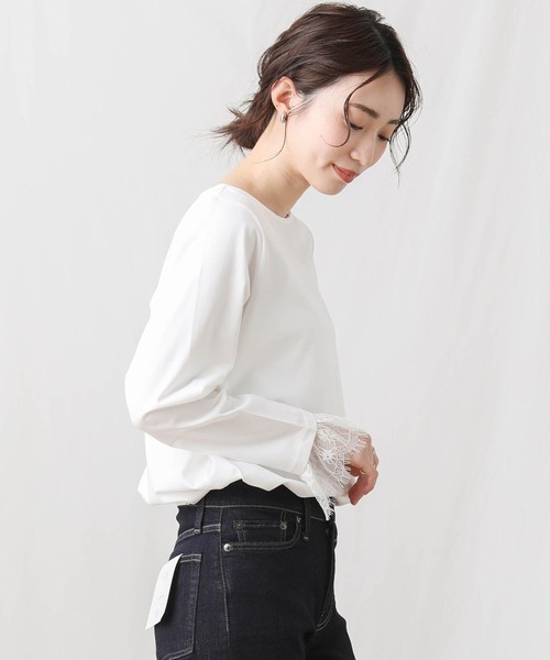 Gready Brilliant(グレディブリリアン)の「レースカフスラウンドヘムカットソー(Tシャツ/カットソー・レディース・ブラック/オフホワイト・38)」の7枚目の写真