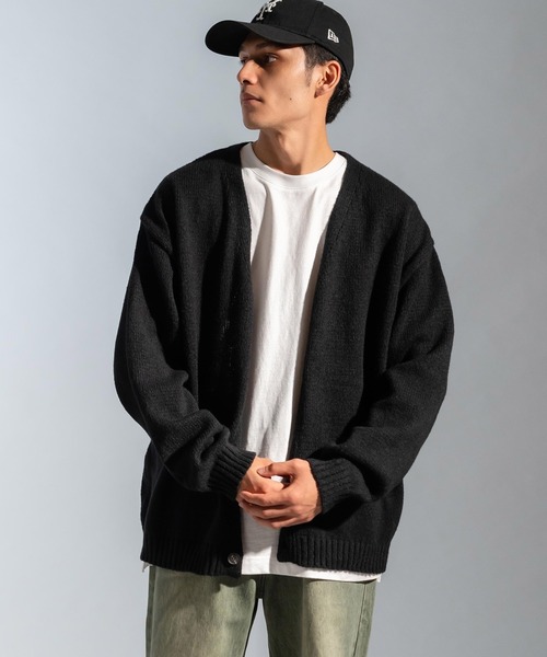 Ressaca(レサーカ)の「モヘアシャギーライクVネックニットカーディガン オーバーサイズ(カーディガン/ボレロ・メンズ・ブラック/ネイビー/カーキ/ブルー・L/M)」の5枚目の写真