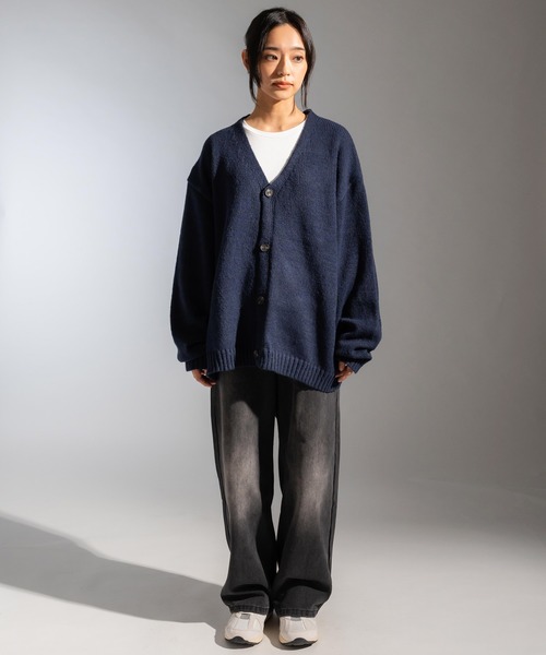 Ressaca(レサーカ)の「モヘアシャギーライクVネックニットカーディガン オーバーサイズ(カーディガン/ボレロ・メンズ・ブラック/ネイビー/カーキ/ブルー・L/M)」の14枚目の写真
