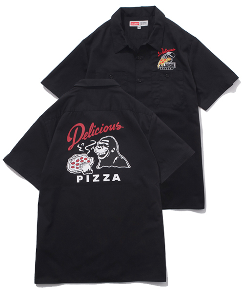 XLARGE(エクストララージ)の「XLARGE×Delicious Pizza S/S WORK SHIRT / デリシャス・ピザ(シャツ/ブラウス・メンズ・ブラック・SMALL/X-LARGE/LARGE/MEDIUM)」の1枚目の写真