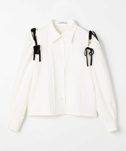 NICOLE CLUB（ニコル　クラブ）の「ショルダースリットブラウス（シャツ/ブラウス・レディース・オフホワイト/チェック/グレー・MEDIUM）」の11枚目の写真