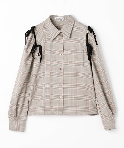 NICOLE CLUB（ニコル　クラブ）の「ショルダースリットブラウス（シャツ/ブラウス・レディース・オフホワイト/チェック/グレー・MEDIUM）」の12枚目の写真