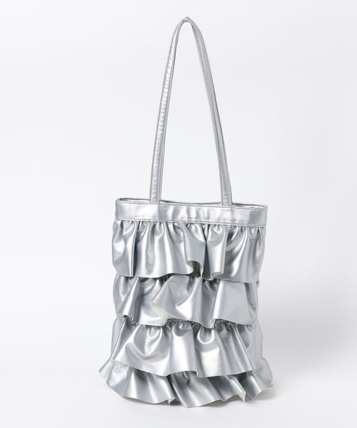 mysty woman（ミスティウーマン）の「フェイクレザーフリルトートBAG 989541（トートバッグ・レディース・ブラック/アイボリー/シルバー・FREE）」の17枚目の写真