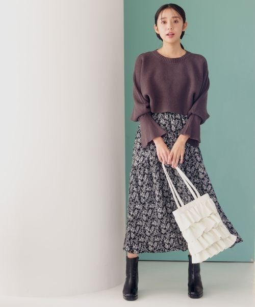 mysty woman（ミスティウーマン）の「フェイクレザーフリルトートBAG 989541（トートバッグ・レディース・ブラック/アイボリー/シルバー・FREE）」の8枚目の写真