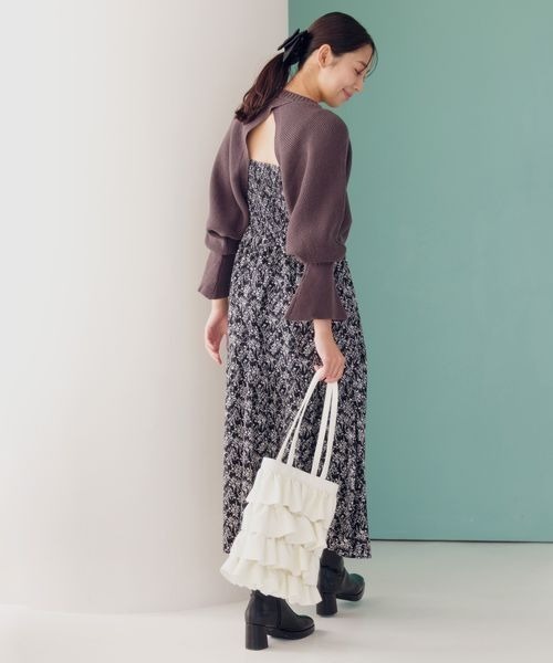 mysty woman（ミスティウーマン）の「フェイクレザーフリルトートBAG 989541（トートバッグ・レディース・ブラック/アイボリー/シルバー・FREE）」の5枚目の写真