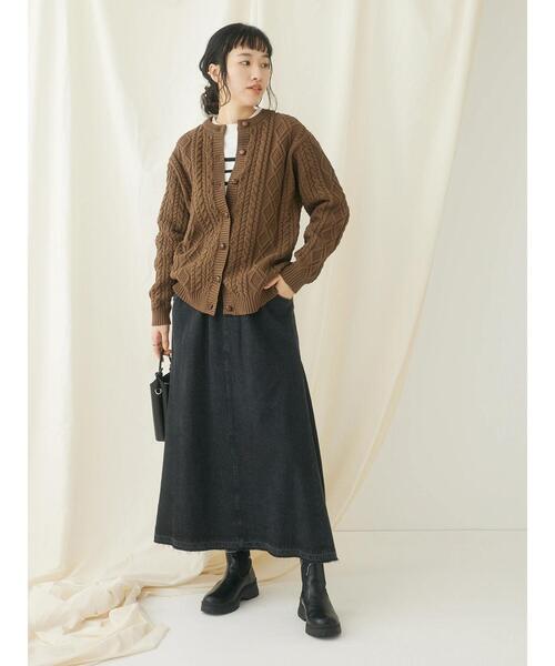 CRAFT STANDARD BOUTIQUE(クラフトスタンダードブティック)の「リサイクルポリエステルケーブルカーディガン(カーディガン/ボレロ・レディース・アイボリー/ブラウン/ブラック・FREE)」の8枚目の写真