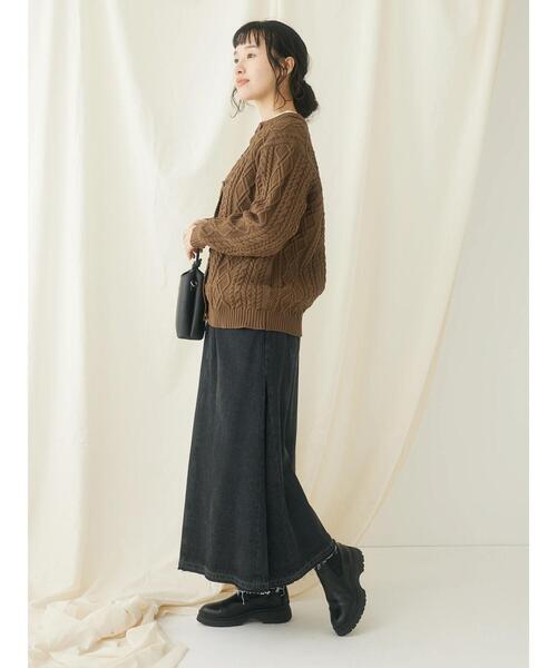 CRAFT STANDARD BOUTIQUE(クラフトスタンダードブティック)の「リサイクルポリエステルケーブルカーディガン(カーディガン/ボレロ・レディース・アイボリー/ブラウン/ブラック・FREE)」の9枚目の写真