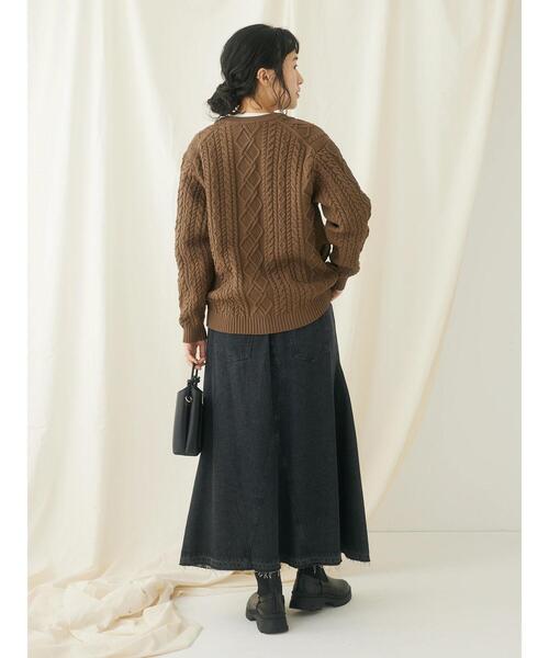 CRAFT STANDARD BOUTIQUE(クラフトスタンダードブティック)の「リサイクルポリエステルケーブルカーディガン(カーディガン/ボレロ・レディース・アイボリー/ブラウン/ブラック・FREE)」の10枚目の写真